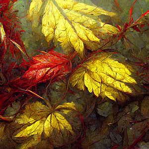 秋天的红色和黄色树叶颜色丰富多彩插图植物群森林绿色叶子植物墙纸季节性棕色季节图片