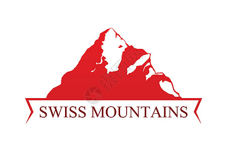瑞士阿尔卑斯山瑞士山的红色标志插画