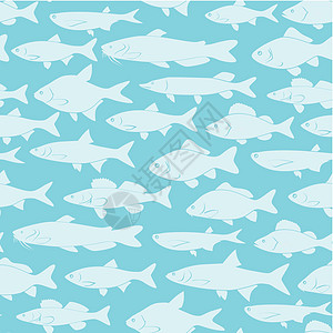 河流鱼类的矢量光影-纺织品印刷或无缝底底板图片