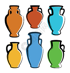 多色 Amphoras 图标 - 有复制空间的图像图片