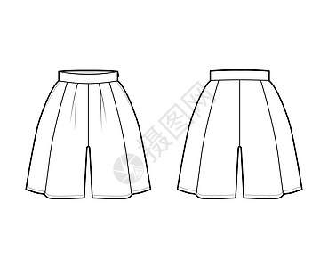 短裙短裙切洛特技术时装图 用小长度 超长的双轮光 厚腰带 侧拉链女性裙裤孩子们裤子绘画小样运动衣服计算机男人图片