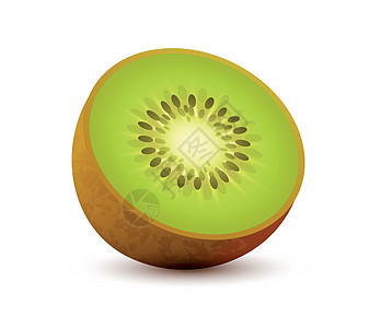 Kiwi实事求是的矢量图标 白斑切片多汁热带水果图片