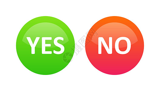 是或否 在网站或移动应用程序上投票的选定按钮 - 矢量红绿标志集(Victor)图片
