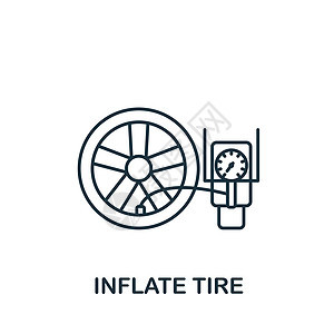 给轮胎图标充气 用于模板 网页设计和信息图形的线条简单线条汽车服务图标图片