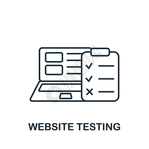 网站测试图标 用于模板 网络设计和信息图的线性简单网络开发图标图片