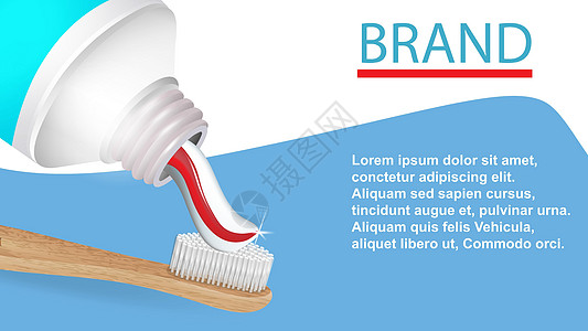 管牙膏和牙刷 白色背景上现实管 刷子和奶油的矢量插图图片