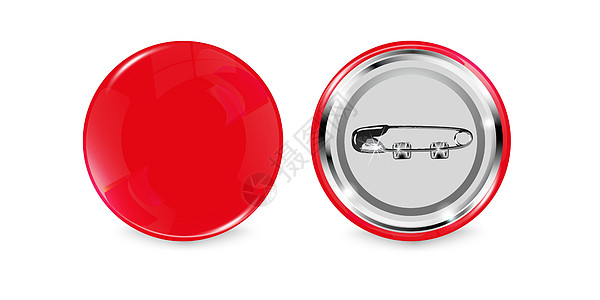 逼真的圆形红色空白图标 3D 有光泽的按钮 图钉图标的布局 矢量图广告金属插图商业纪念品物品圆圈成员地面办公室图片