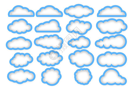 云层内有阴影 像白色背景上孤立的图标 设计时用蓝色线覆盖云层图片