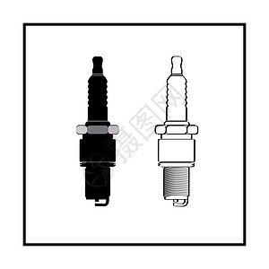 用两个引擎火花塞来设计装置的Logo 自动部件概念图片