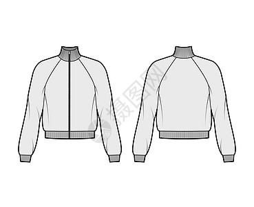 长袖的拉链运动衫技术时装插图 用棉衣 临时用品 抹布 肋骨剪裁男人服饰运动校队设计绘画棉布计算机女性小样图片