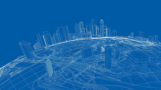 3d城市范围 3d的矢量转换办公室蓝图摩天大楼绘画行星气球天际插图建筑学景观背景图片