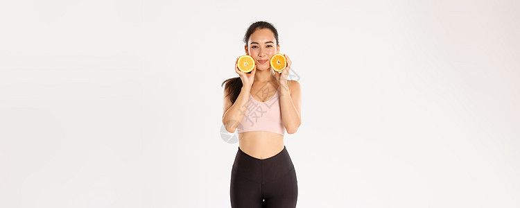 愚蠢和可爱的亚洲健身女孩 女性运动员因锻炼 体操培训和健康饮食而减肥 其中橙色占二分之一 表8 每千 000人中广告跑步黑发身体图片