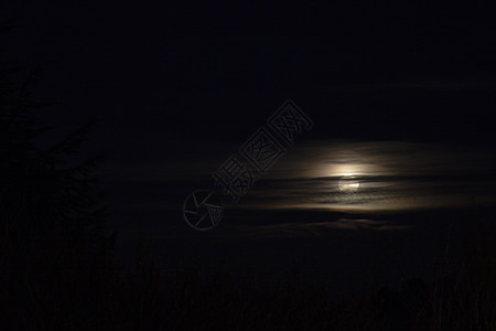 黑夜中的月亮多云天空黑暗背景图片