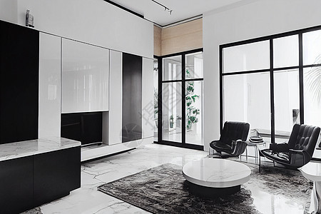 现代客厅 3D 与白色豪华家具用餐房间住宅奢华装饰窗户公寓财产橱柜地面图片