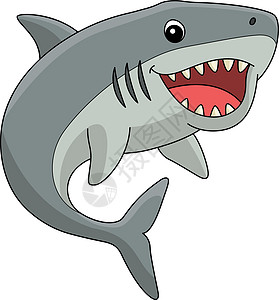 Megalodon 动物漫画彩色剪贴板插图绘画手绘涂鸦孩子们鲭鲨海洋卡通片野生动物儿童图片