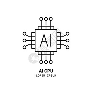 人工智能和机器学习线图标中风算法科学数据剪贴电路网络芯片电脑创新图片