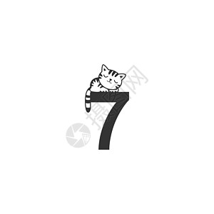 数字上的沉睡猫图标草图小猫字母面具乐趣贴纸海报字体动物涂鸦图片