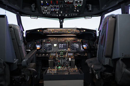 空空飞机机舱 带有仪表板指挥和控制面板图片