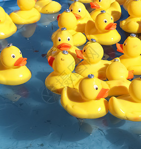 选择性焦点 许多黄色的橡皮鸭在游泳池里游来游去橡皮浴缸孩子们玩具浴室洗澡动物团体乐趣孩子图片