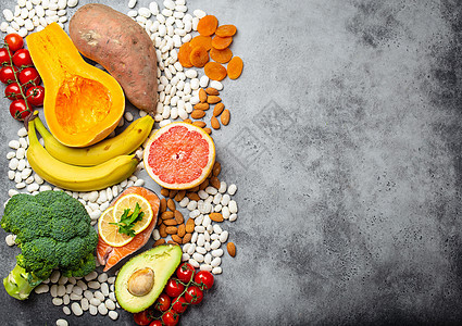 钾的天然食物来源杏仁香蕉矿物排毒营养水果柚子坚果框架高血压图片