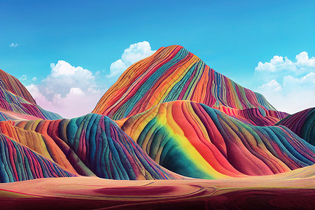 彩虹山 中国张耶丹夏地平原 动漫风格 网通摄影岩石天空砂岩旅行环境地质学风景森林公园图片