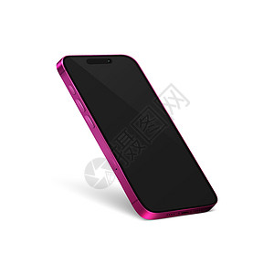 矢量 3d 逼真的粉红色现代智能手机设计模板与黑色屏幕 被隔绝的移动电话 电话设备 UI UX 电话半转视图图片