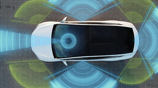 自动驾驶汽车技术 雷达 360 传感器 相机 激光 人工智能数字化分析之路 传感器扫描前方道路的车辆 危险 限速图片