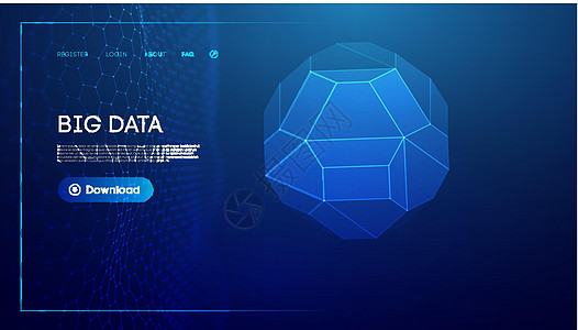 3d 蓝大数据背景 无线框架网格保护地球蓝色科学圆顶防御圆圈三角形六边形障碍活力气泡图片