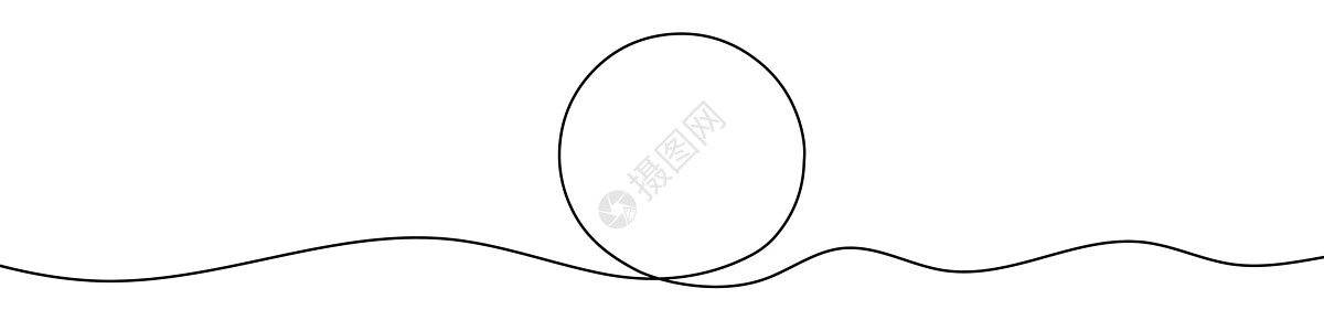 圆形框的连续线绘制 框架的一行图标实线艺术手绘一条线插图中风铅笔边界草图等高线图片