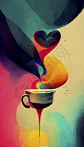 咖啡杯插图 咖啡插图粮食香气艺术创造力杯子咖啡店背景图片