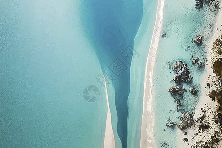 从上面的海滩和海浪 顶部的水背景 夏日从空中袭来 蓝色海洋的鸟瞰图攻击天线波浪空气图片