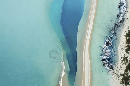 从上面的海滩和海浪 顶部的水背景 夏日从空中袭来 蓝色海洋的鸟瞰图空气攻击天线波浪图片