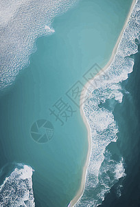 从上面的海滩和海浪 顶部的水背景 夏日从空中袭来 蓝色海洋的鸟瞰图波浪空气天线攻击图片
