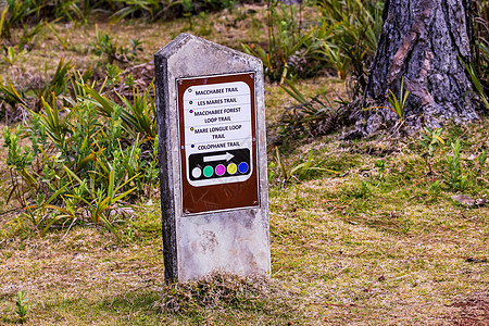 毛里求斯岛布莱克河峡谷国家公园平淡绿色性质的彩色足迹标识 标记有色标志图片