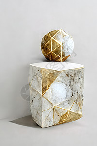 由大理石制成的三德化风格平台陈列室作品立方体小样装饰背景工作室3d图片