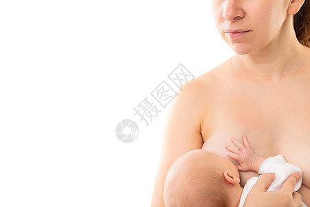 以母乳喂养白种背景的新生婴儿图片