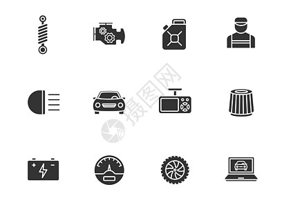 在白色背景上隔离的汽车服务字形图标 为网络 移动应用程序 ui 设计 印刷印刷术和促销广告业务设置的汽车服务字形图标界面技术电脑图片