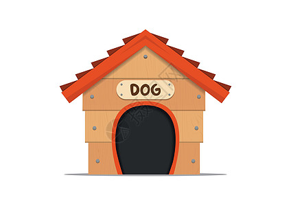白色背景矢量插图上隔离的狗的现实木林小屋图片