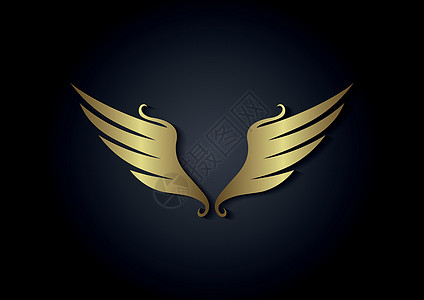 金色豪华翅膀模拟矢量插图 金色模型翅膀设计图片