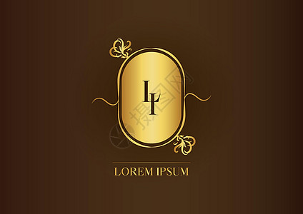 在棕色背景上孤立的黄金奢侈徽标 金制模型徽标矢量插图图片