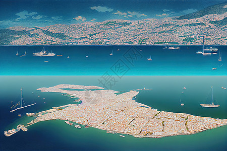 希腊南雅典Alimos码头的全景航空视图 有固定的豪华豪华游艇和帆船 Anime风格U1图片