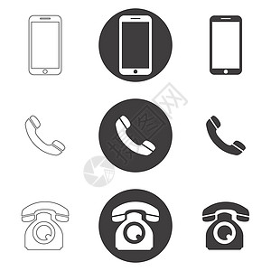 主题电话上的矢量插图互联网工具管子手机用户界面细胞技术商业按钮图片
