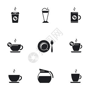 矢量黑咖啡图标集图片