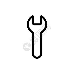 一组黑色矢量图标 以白色背景隔离 在主题扳手上的平面插图钥匙机械维修工作管道作坊服务螺栓建造金属图片