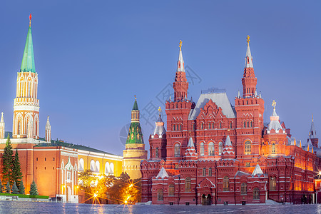 大教堂广场莫斯科红广场国家历史博物馆和克里姆林宫背景