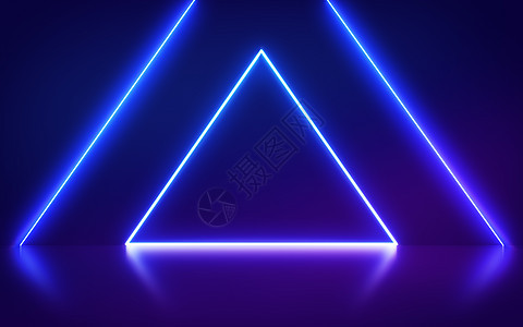 抽象时尚背景上的霓虹三角门户 发光线 三角形 虚拟现实 紫色霓虹灯 激光表演图片