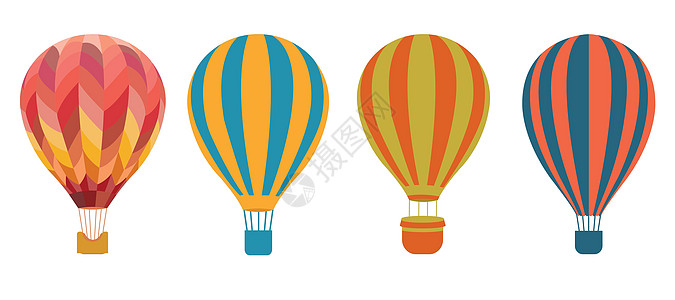 多彩气球 白色背景上的亮色插图 矢量空气飞机天空旅行空闲运动热气球创造力旅游航班图片
