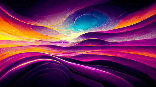 紫色催眠抽象线条墙纸背景设计超亮颜色果汁插图横幅坡度场景波浪状荧光辉光蓝色图片