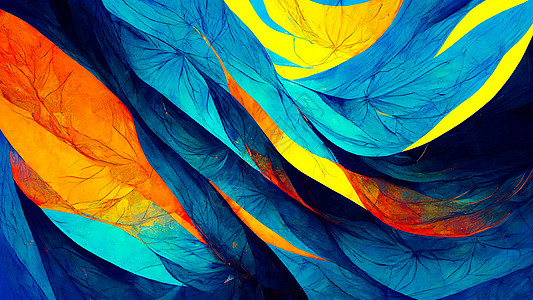 蓝色和黄色催眠抽象线条壁纸背景设计 超亮颜色多汁图片