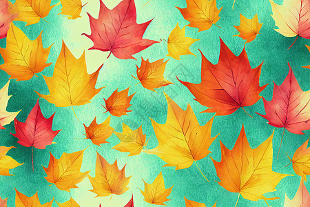 古老无缝水彩色的抽象油漆喷洒图案 秋天艺术材料苍蝇包装植物水彩织物披肩叶子森林图片